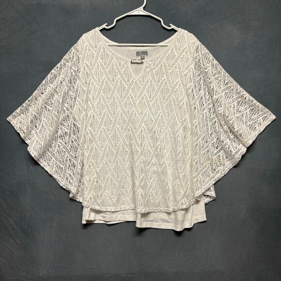 JM Collection Plus Size Blouse 3X Lagenlook Layered Eyelet Lace Flowy Fairy Fem - Picture 1 of 10